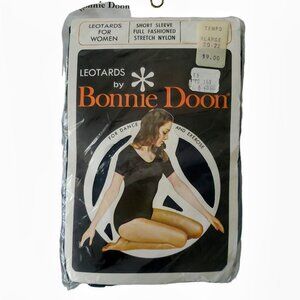 Vintage Bonnie Doon Black Leotard XL NWT Short Sleeve
